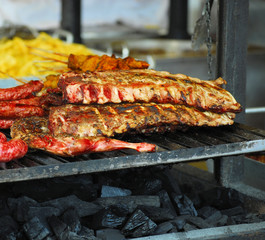 spanish barbecue at fair in barcelona