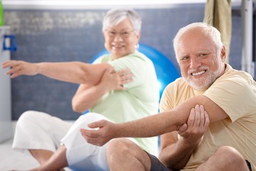 Senior people stretching