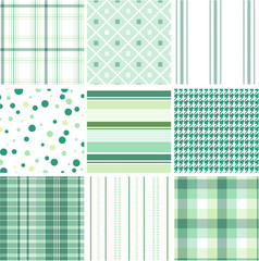 グリーンセット（チェック・ボーダー・ダイヤ・千鳥）