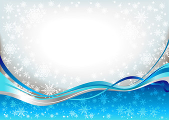 Blue waves snow background