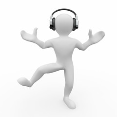 Dancing men in headphones. 3d