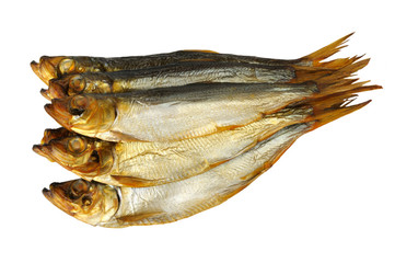 smoked sprat isolated on a white background