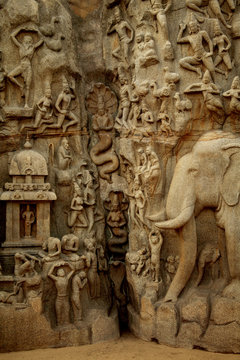 Arjuna's Penance - Descent of the Ganges,  Mahabalipuram, India