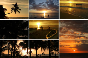 Sunset collage, Mauritius