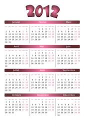 Calendrier 2012 simple - facilement éditable