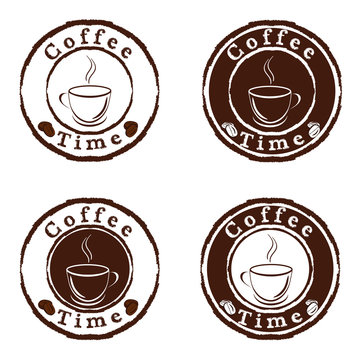 Vector coffee time stamps set