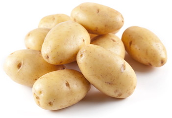 Potatoes on a white