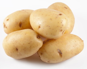 Potatoes on a white