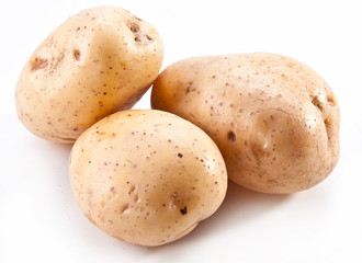Potatoes on a white