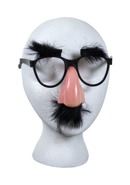 Serious Man With Fake Nose Glasses Moustache And Eyebrows High-Res Stock  Photo - Getty Images