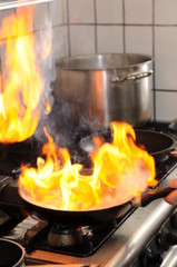 Feuer in der Bratpfanne