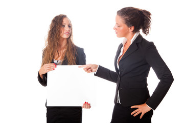 Business Women Holding Blank Board