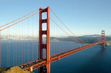 Crédence de cuisine en verre imprimé San Francisco Golden Gate Bridge in San Francisco after sunrise