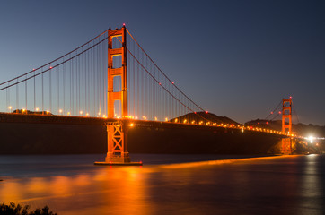 Golden Gate Bridge in San Francisco right after sunset