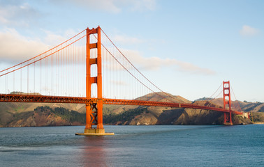 Golden Gate Bridge in San Francisco right after sunrise