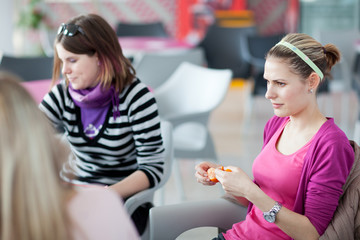 Group of college/university students during a brake