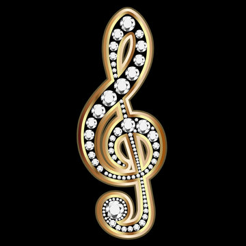 Musical note with diamonds vector