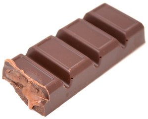 Chocolate Bar with Creamy Filling Isolated on White Background