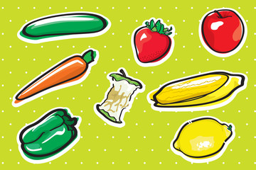Fresh Fruit and Vegetable Illustration Icons - 36302708