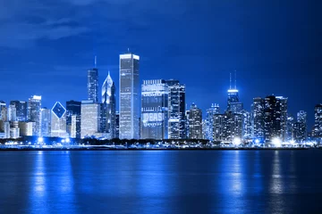 Küchenrückwand glas motiv Clouds at financial district (night view Chicago) © maksymowicz