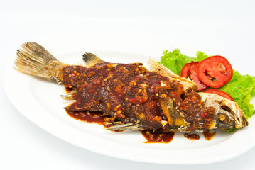 Fried snapper with chili sauce