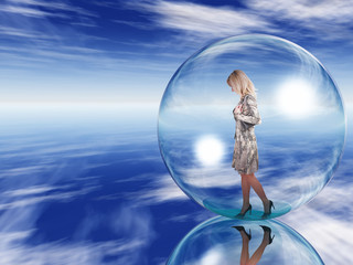 the woman in a bubble