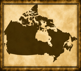 Map of Canada on the old texture in the frame