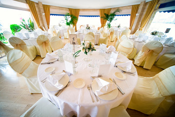 Wedding interior with table and chairs