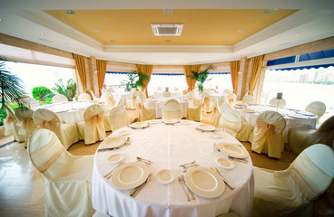 Wedding interior with table and chairs