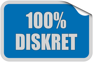 Sticker blau eckig curl oben 100% DISKRET