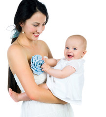 Pretty young women with her daughter