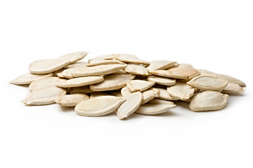 Pumpkin seeds isolated on the white background