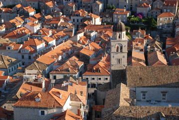 Fototapeta na wymiar View at the Old Town in Dubrovnik from the walls