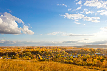 fall flat in Russia with the countryside and the beautiful sky