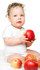 Fototapeta na wymiar babe with apples