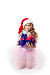 A little girl with the gifts