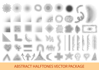 Vector illustration with different halftone patterns set