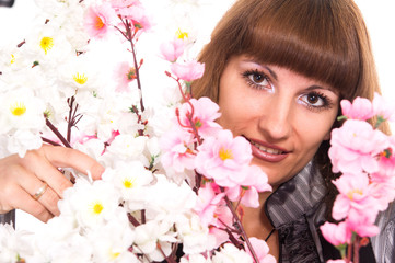 Fototapeta premium girl with flowers