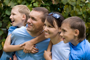 family play at nature
