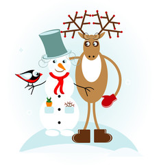 snowman with deer