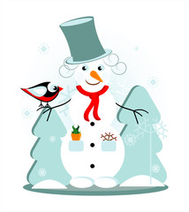 snowman with bird