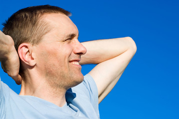 Obraz premium man at sky