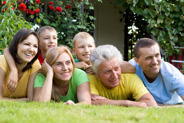 cute family at the nature