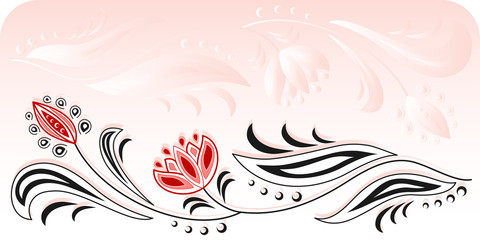 Frame of floral motive on a pink background