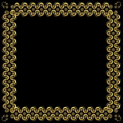 Gold pattern frame with waves and stars