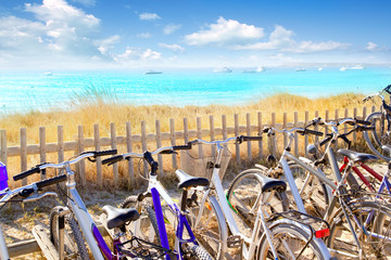 bicycles parking at Formentera beach