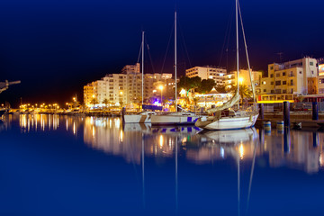 San Antonio de Portmany night port in Ibiza