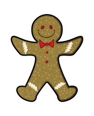 Winter Holiday Christmas Isolated Gingerbread Man Vector Cartoon Graphic Illustration