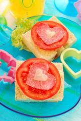 breakfast with sandwiches for child