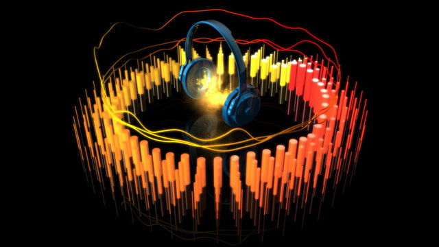 Headphones Playing Music and Equalizer - Equalizer 40 (HD)